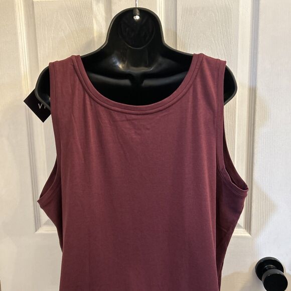 NWT Ava & Viv Plus Size Tank Top 3X Burgundy Scoop Neck Sleeveless Womens - Picture 10 of 15